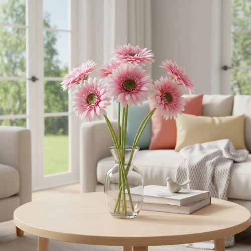 Mesterséges Gerbera Kerti Virágok, Rózsaszín, 47cm, 6 Darab | Floristik24.hu