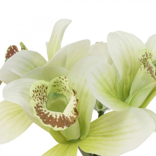Mesterséges orchidea művirág vázában fehér/zöld 28cm