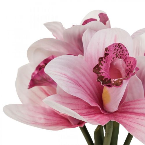 Floristik24 Mesterséges orchidea művirág vázában fehér/rózsaszín 28cm