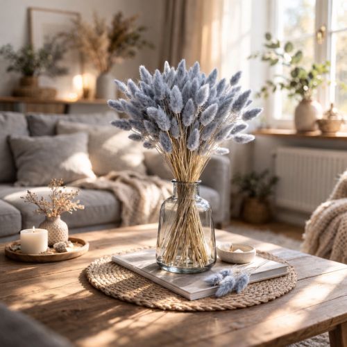 tételeket Lagurus szárított nyúlfarkfű szürke szárított csokrokhoz 60cm 75g