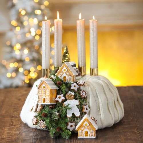 Floristik24 Light house LED mézeskalács házikó barna fehér H8/10cm 4db