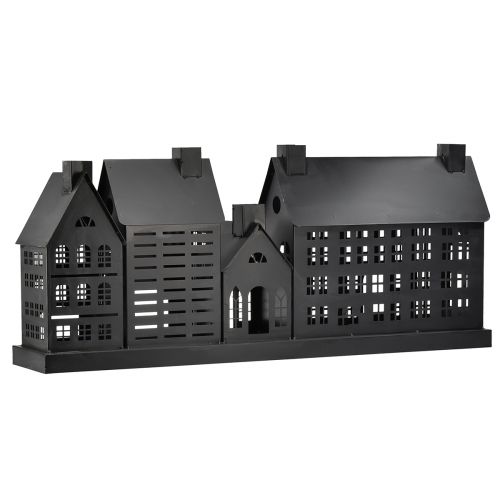 Floristik24 Antracit világító házak fémből 80x15x35 cm – elegáns asztaldísz