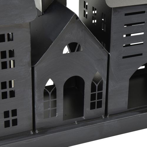 Floristik24 Antracit világító házak fémből 80x15x35 cm – elegáns asztaldísz