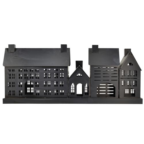 Floristik24 Antracit világító házak fémből 80x15x35 cm – elegáns asztaldísz