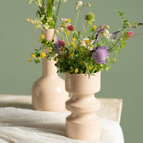 Floristik24 Fém virágváza cappuccino barna zománc Ø9cm M17.5cm