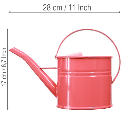 Fém díszes öntözőkanna, rózsaszín virágcserép, 1,25l, beltérre/kültérre, erkélyre | Floristik24.hu