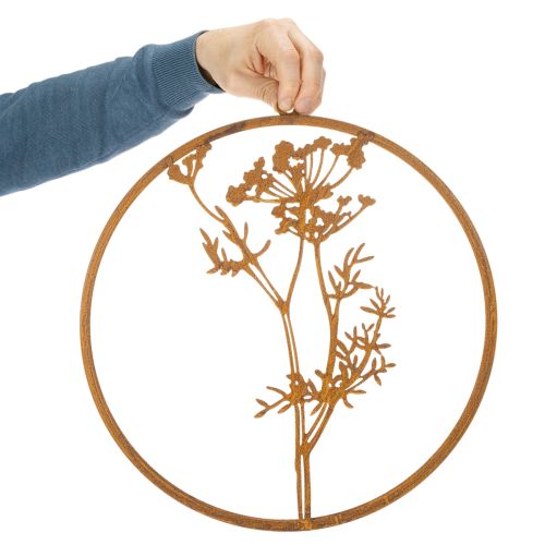 Fémgyűrű, rozsdás fém, díszgyűrű, fali dekoráció, kaporág, Ø38cm | Floristik24.hu