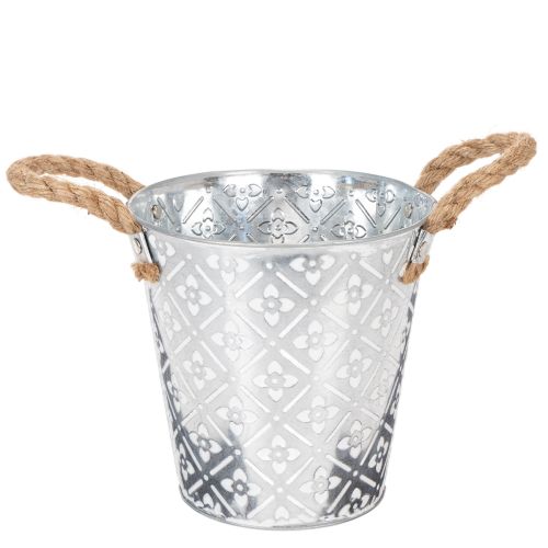 Fém ültetőcserép, virágcserép fülekkel, virágmintás ültető Ø18cm vétel | Floristik24.hu