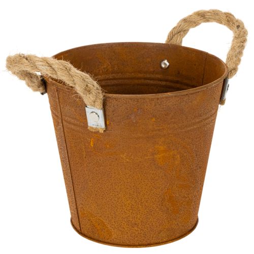 Fém kaspó fülekkel, fűszernövénycserép, rozsda díszítéssel Ø16.5cm M15cm vétel | Floristik24.hu