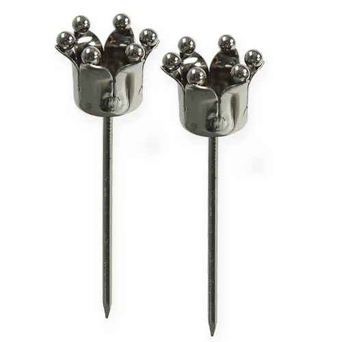 Floristik24 Gyertyatartó korona ezüst 4db