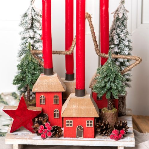 Floristik24 Mini karácsonyfa fa talp zöld fehér Ø8cm H18cm 3db