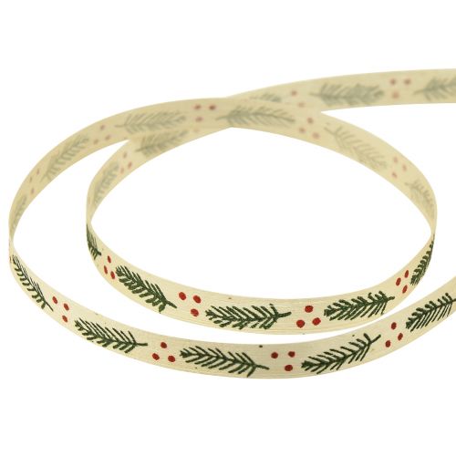 Floristik24 Fenntartható göndör szalag ajándék szalag karácsonyra fenyőzölddel 10mm 100m