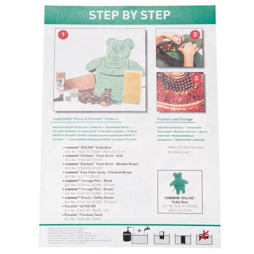 tételeket Virágmintás habszivacs mackó figura állvánnyal, 48,5cm x 42cm, M5cm, 1 darab