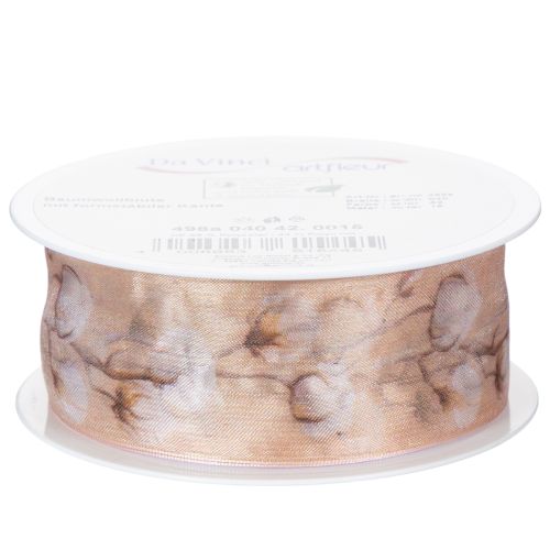 tételeket Organza szalag, pamutvirágok, díszszalag, rózsaszín, 40mm, 15m