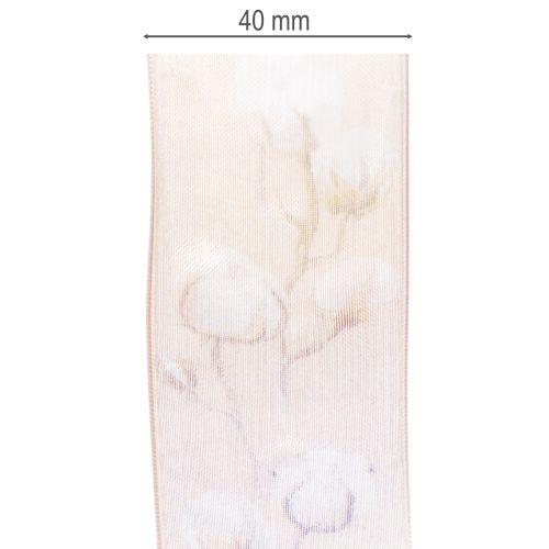 tételeket Organza szalag, pamutvirágok, díszszalag, rózsaszín, 40mm, 15m