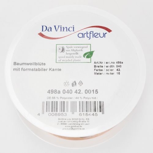 tételeket Organza szalag, pamutvirágok, díszszalag, rózsaszín, 40mm, 15m