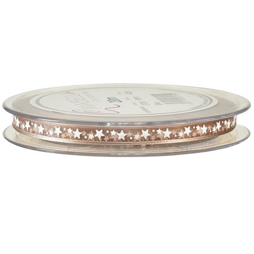 tételeket Organza szalag bézs fehér csillagokkal Karácsonyi szalag 6mm 20m