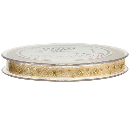 tételeket Organza szalag Karácsonyi szalag bézs arany W10mm L20m