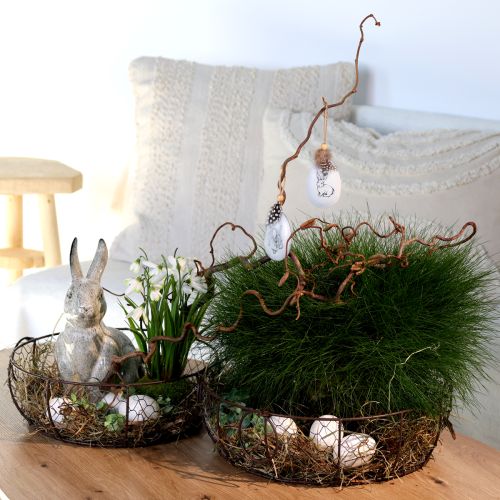 Floristik24 Húsvéti tojás lógó tollhoz nyulak fém 5×7cm 8 db