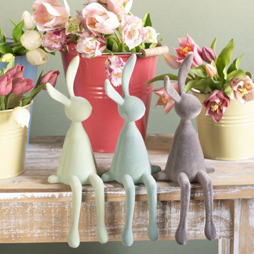 Floristik24 Húsvéti nyuszi dekoráció Nyúl ülő nyálas – 2. választás – zöld barna 36cm 3 db