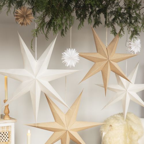 tételeket Világító papírcsillag, natúr juta, karácsony, 60cm