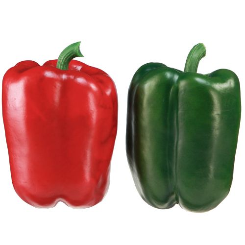 tételeket Paprika díszítés piros zöld műháló Ø8cm H11,5cm 4 db