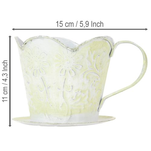 tételeket Kaspó, dekoratív kávéfilter tartó, fém pohár ültetéshez, zöld és fehér virágdísz, shabby chic, Ma11cm Ø11cm