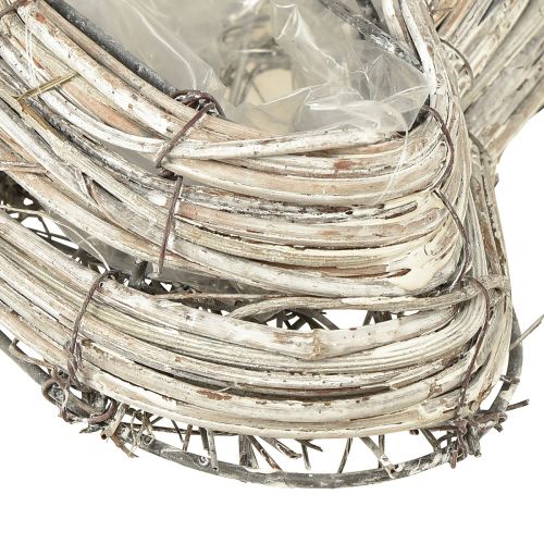 Floristik24 Ültessen szív rattan szőlőt natúr fehér 13cmx14cm 2db