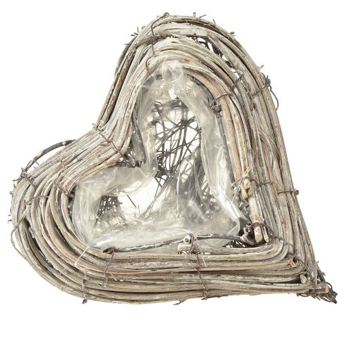 Floristik24 Ültessen szív rattan szőlőt natúr fehér 13cmx14cm 2db