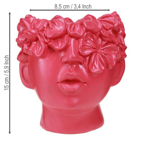 tételeket Plant Head Polyresin Bust Planter Pink 13,5×13×14cm