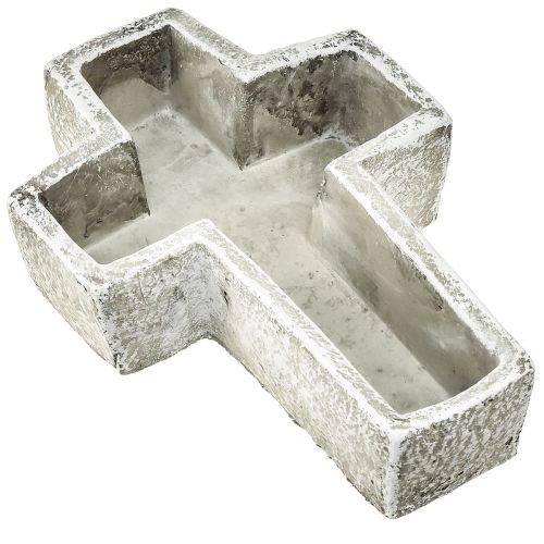Floristik24 Növénykereszt beton megjelenés növényi tál kereszt 14,5x21x5cm