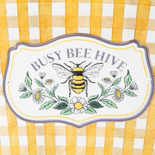 tételeket Ovális kaspó méhecskével, kockás mintával, nyári dekoráció, virágtartó, 38×24×29cm