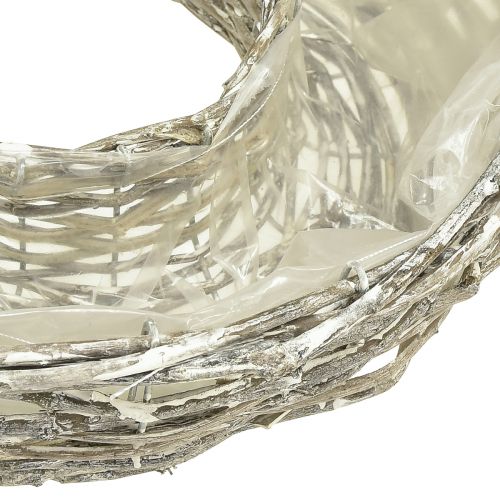 tételeket Fűzfa virágcserép, fehér, természetes hatású, dekoratív gyűrű kreatív kerttervezéshez, Ø35/30cm, 2 db-os szett, sokoldalú