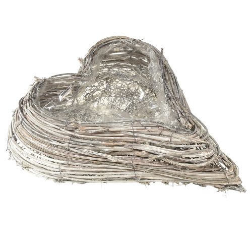 Floristik24 Növényi szív növényi tál rattan szív fehér natúr 28x34cm