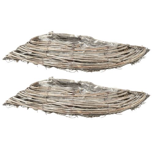 Növényi tál hullámrattan natúr fehér 40x14x6cm 2db | Floristik24.hu