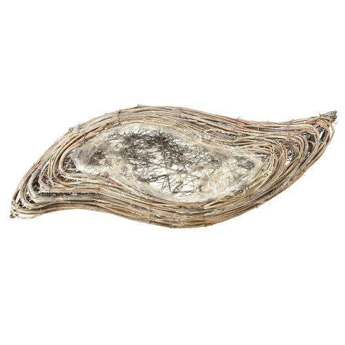 Floristik24 Növény csónak növény hullám rattan natúr fehér 45x16cm