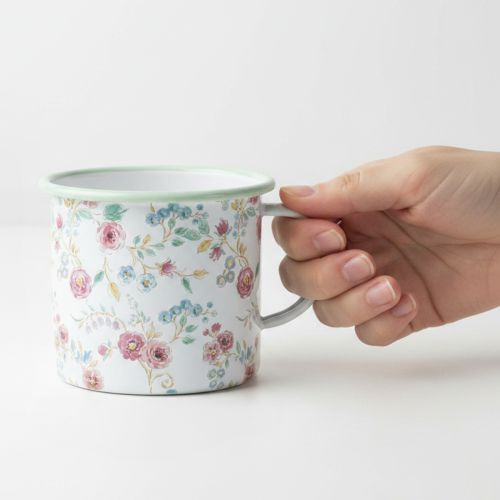 Ültetőkehely rózsák zománc díszkehely füllel fehér Ø9.5cm | Floristik24.hu