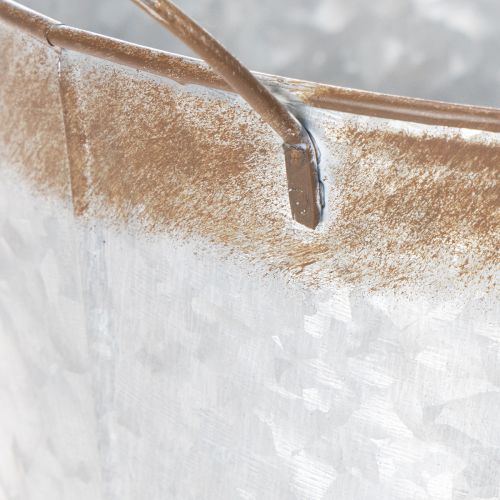 tételeket Kaspó fülekkel, dekoratív tál rozsda bevonattal, ezüst fém edény Ø26cm M25.5cm