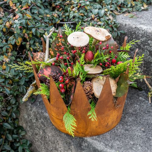 Floristik24 Növénycserép rozsda dísztál fém díszkorona vintage Ø30cm