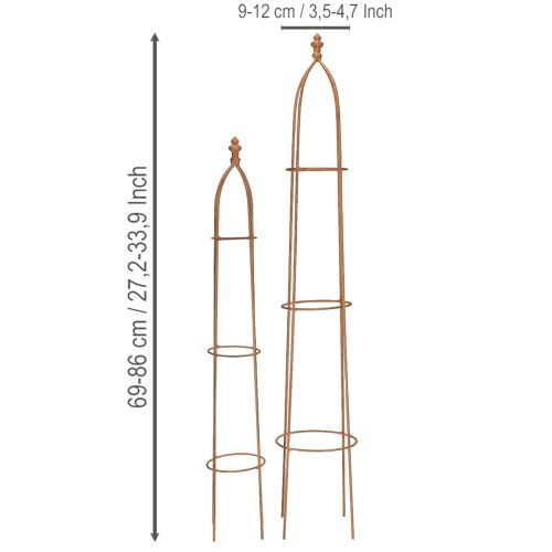 tételeket Rácsos fém rozsdaszínű obeliszk 69/86cm 2 db-os szett