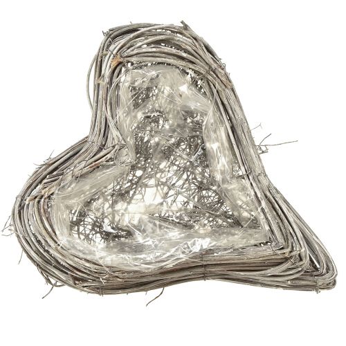 tételeket Rattan szív alakú növény, szív alakú dekoráció, rattan indák, fehér, 20x24cm