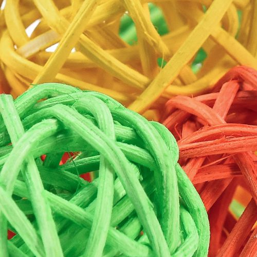 Floristik24 Rattan golyó narancs sárga zöld rattan golyó Ø3cm 30 db