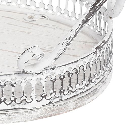 Floristik24 Retro fogantyús tálca kerek tálca fehér Ø26/33cm 2 db