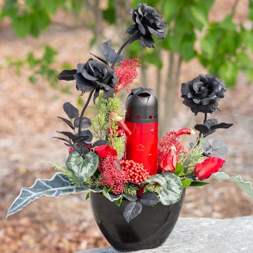 tételeket Rózsa selyemvirág fekete 63cm