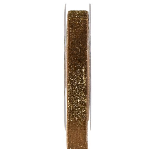 Floristik24 Velvet Ribbon Glitter Brown Gold – Elbűvölő karácsonyi szalag 20mm 10m
