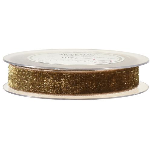 Floristik24 Velvet Ribbon Glitter Brown Gold – Elbűvölő karácsonyi szalag 20mm 10m