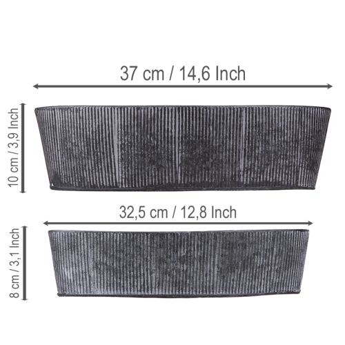 tételeket Ovális fém tál, fekete és szürke, vintage stílusú, 32,5/37 cm, 2 darabos szett.