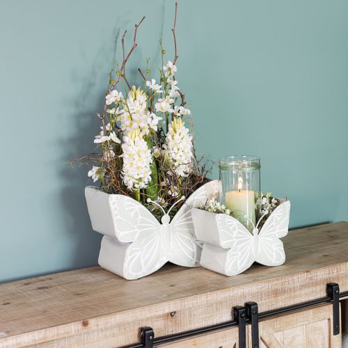 Floristik24 Butterfly fém virágcserép zöld 22,5/30 cm 2db-os készlet