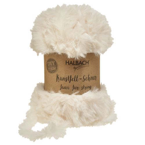 Floristik24 Műszőrme zsinór fehér - pihe-puha díszzsinór fehér 50g 30m