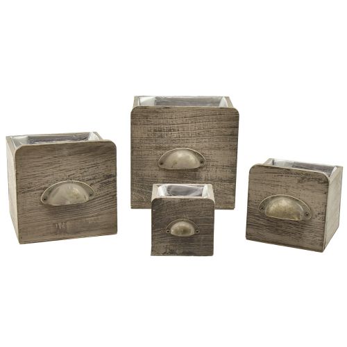 tételeket Fából készült fiókos készlet fogantyúval, barna törlésű - rusztikus tároló, különböző méretű készlet, 4 db